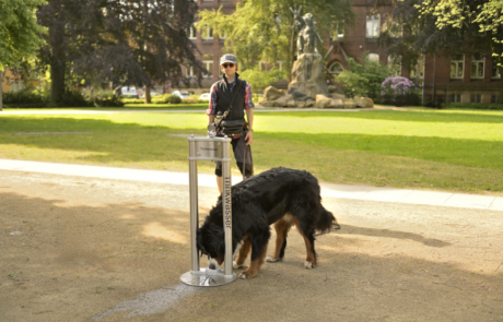 Himberg Trinkwasserbrunnen La Playa mit Tiertränke und Hund Himberg Trinkwasserbrunnen La Playa mit Tiertränke und Hund